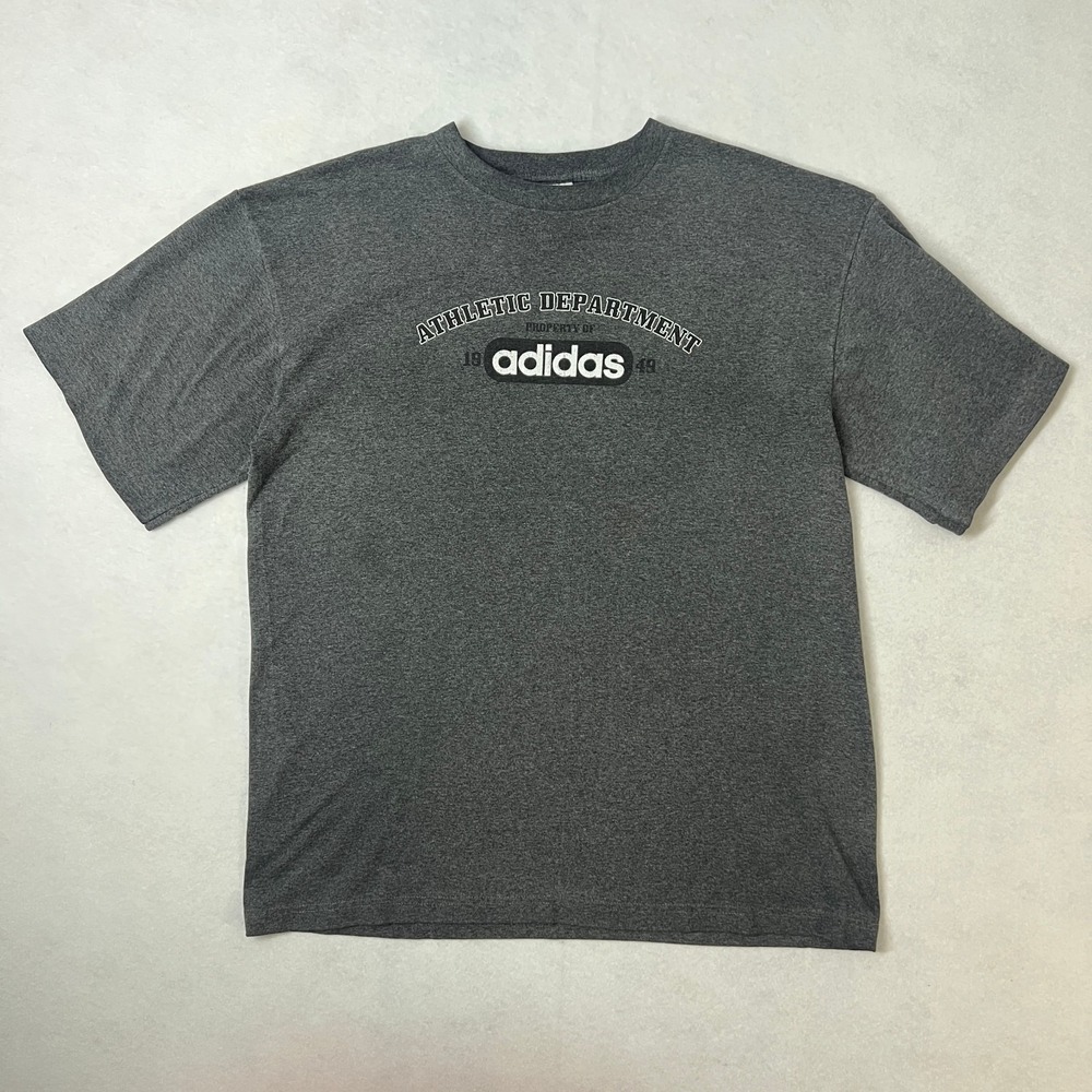 Vintage Adidas Mens Size Large T-shirt Gray Black‎ Spell Out Athletic Y2K 2000's